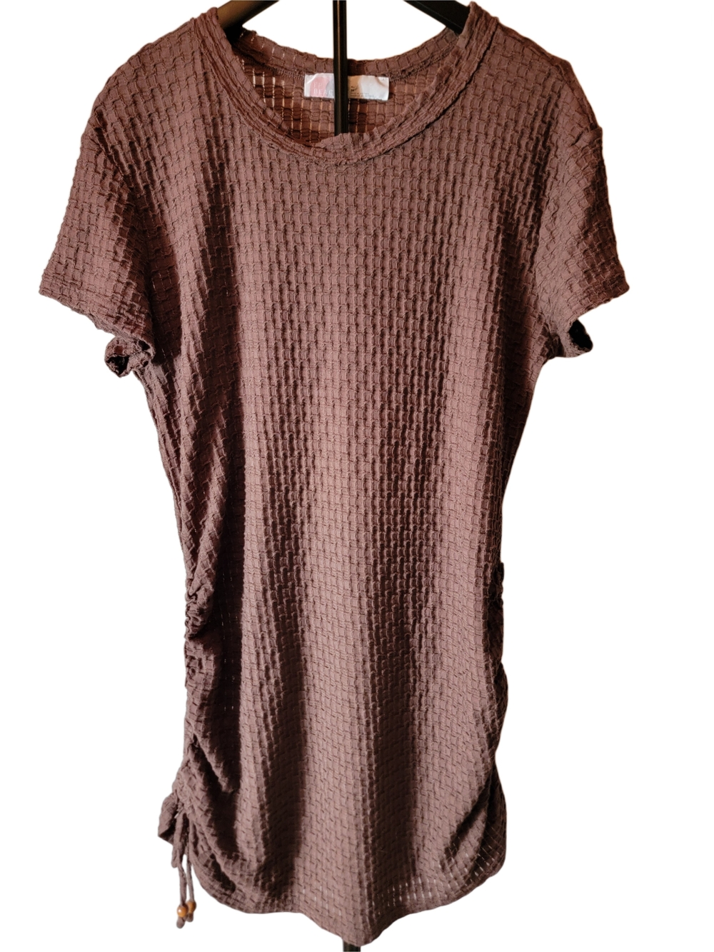 Free People FP Beach Tate Waffle Knit Mini Dress Brown XL